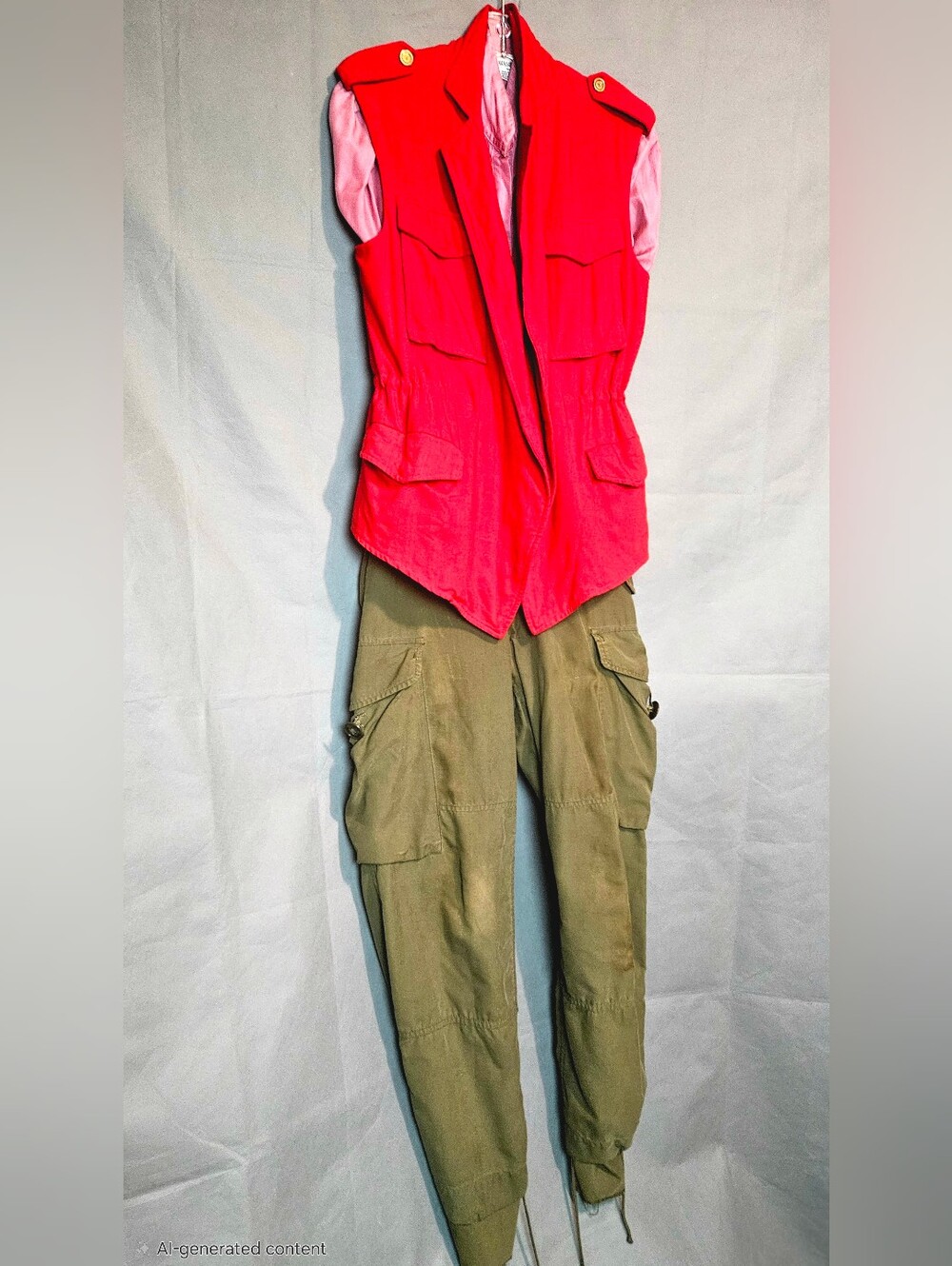 ACNE Studios Red Military-inspired Trench Vest With A Full Front Zipper Closure